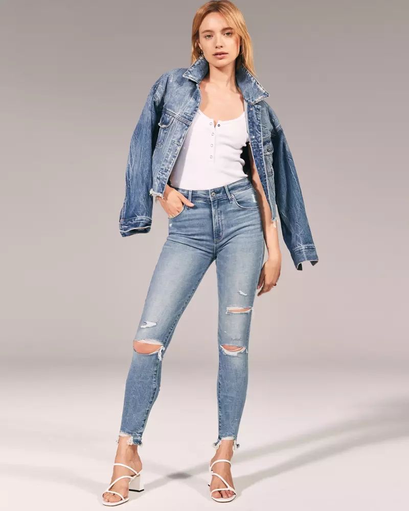 High Rise Super Skinny Ankle Jeans | Abercrombie & Fitch US & UK