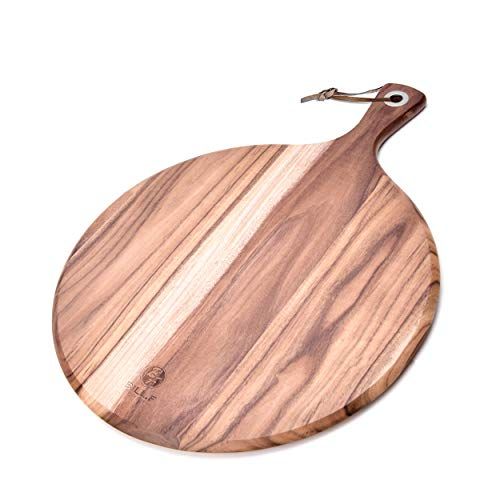 BILL.F Acacia Wood Pizza Peel,12" Cutting Board, Cheese Paddle Board, Bread and Crackers Platter for | Amazon (US)