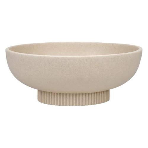 Deobath Large Resin Pedestal Decorative Bowl - Modern Handicraft Bowls for Home Decor - Fruit Bowl for Kitchen Counter - Key Bowl for Entryway Table,Artificial Stone Beige | Amazon (US)