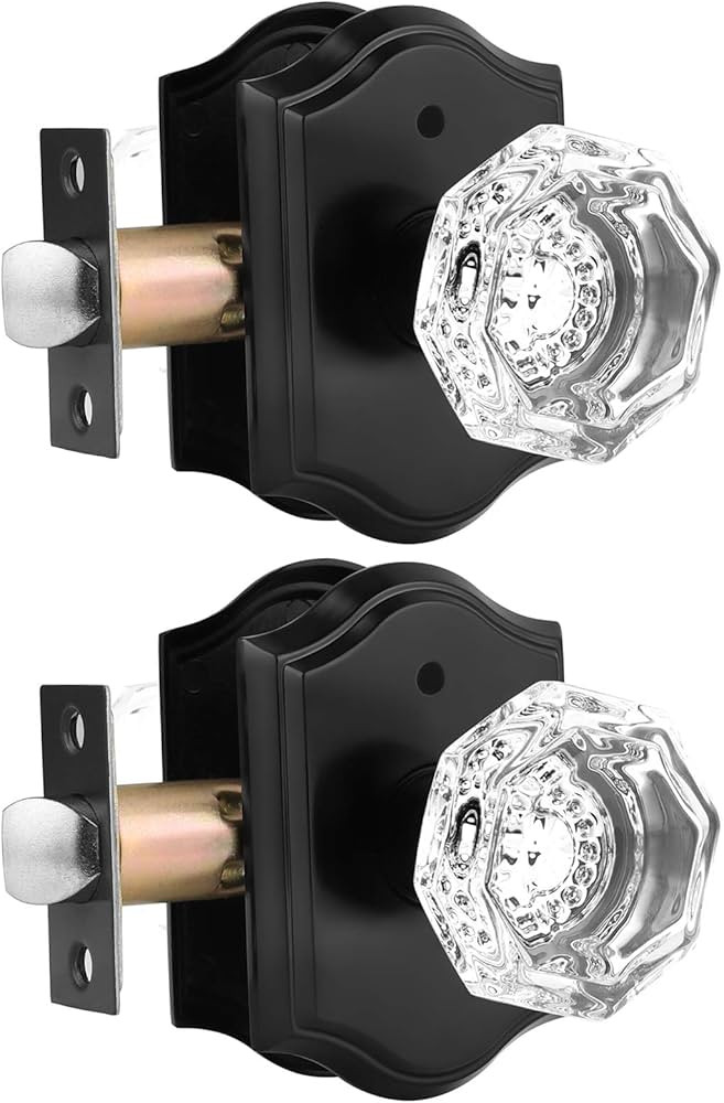 Gobrico Vintage Octagon Door Knobs 2 Pack,Crystal Glass Bed/Bath Door Locks,Interior Privacy Door... | Amazon (US)