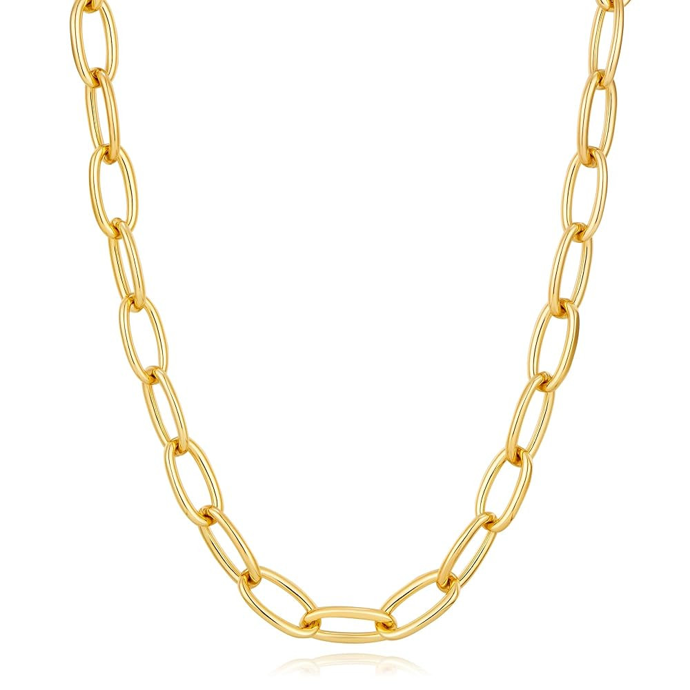 Gold Chain Necklace Chunky Gold Plated Link Necklace for Women Men Minimalist Trendy Jewelry | Amazon (US)
