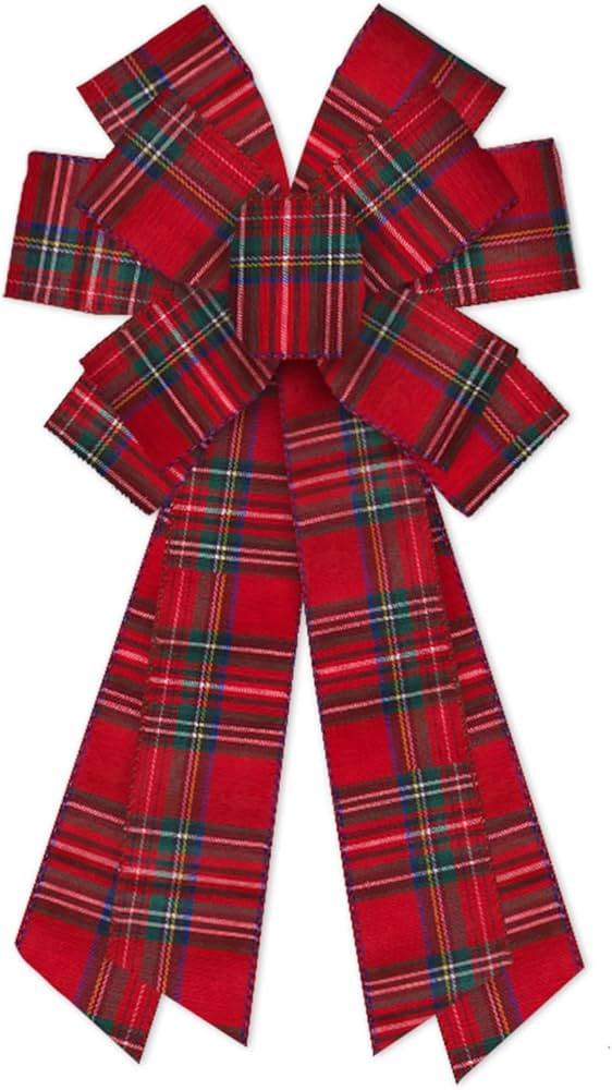 Threetols Large Chrsitmas Bows for Wreath,Vintage Red Buffalo Plaid Wreath Bows Xmas Velvet Decor... | Amazon (US)