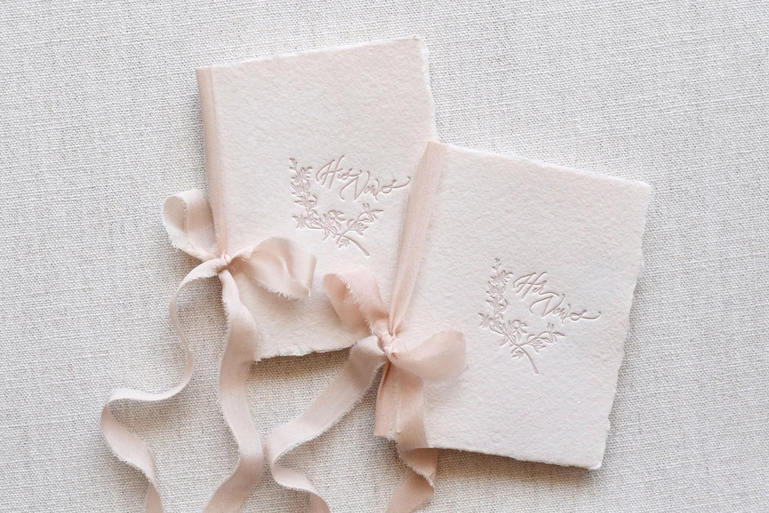 Boho Beige Letterpress Vow Booklets | Wedding Vow Books | Vow Renewal Books | Etsy (US)