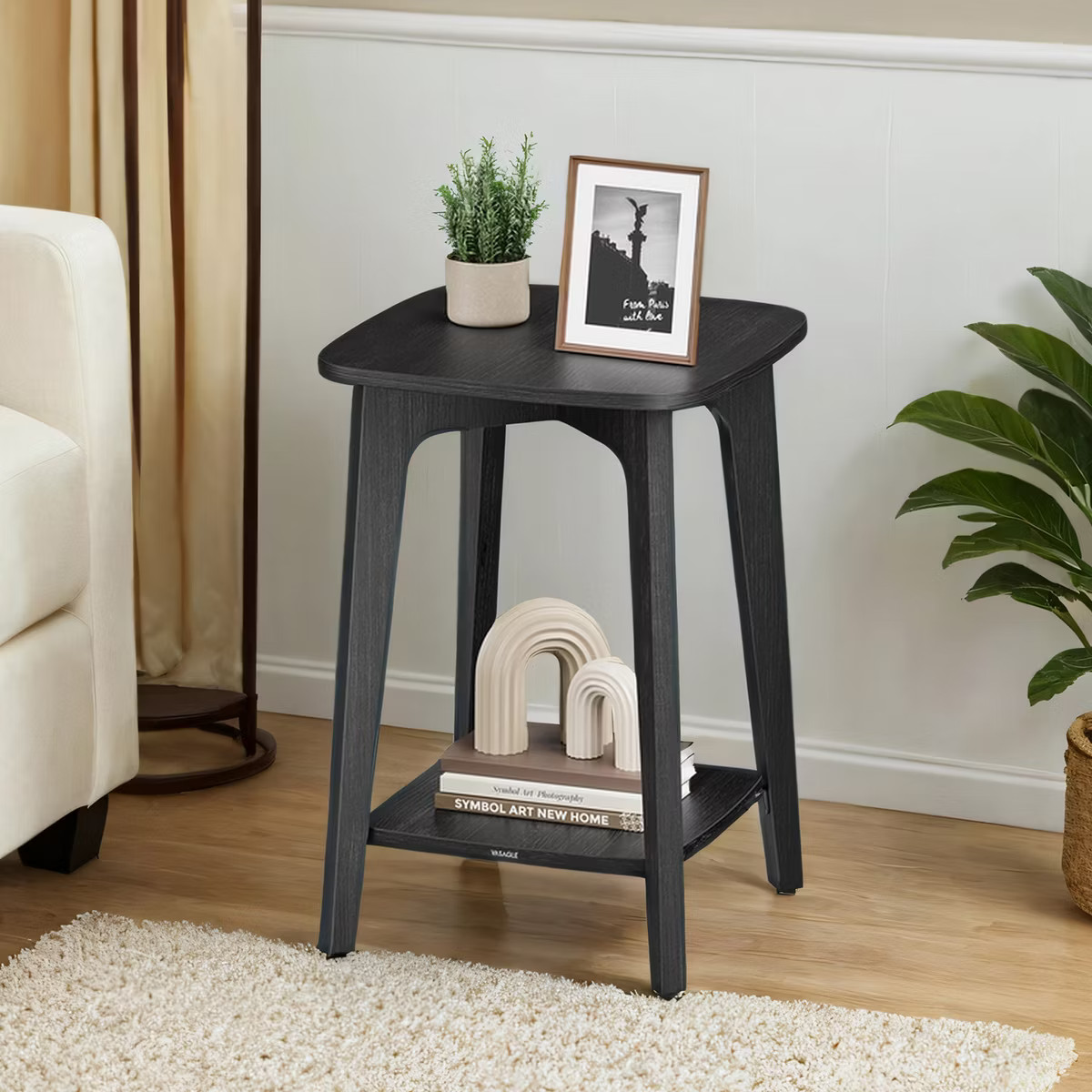 Modern Square Side Table with Lower Shelf, 2-Tier Small End Table/Nightstand, Space-Saving 15.7x1... | Target