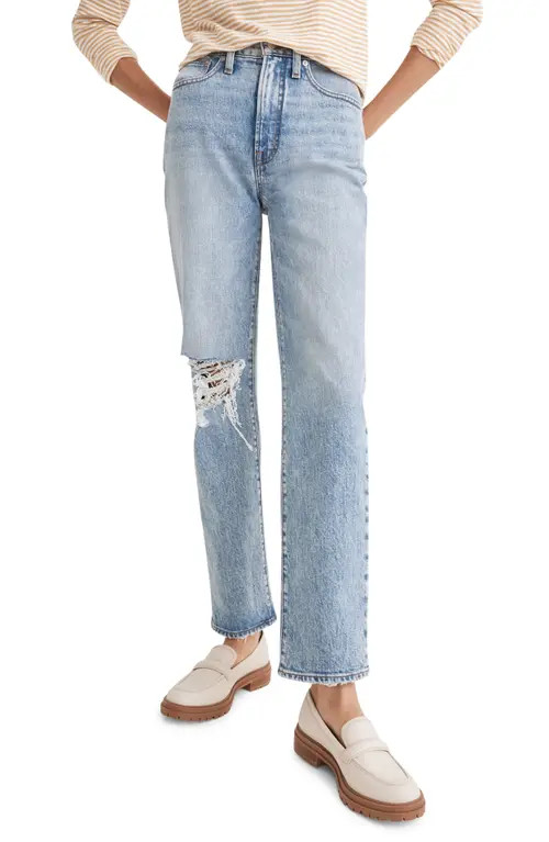 Madewell Straight Leg Stretch Cotton Jeans in Kingsbury Wash at Nordstrom, Size 28 | Nordstrom