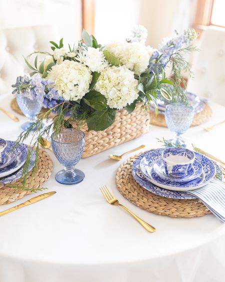 Coastal Christmas tablescape 💙 I normally stick with reds and golds for holiday table decor but thought it’s be fun to do something totally different (and very blue!) for Christmas brunch this year. Linking all blue and white holiday table decor! 

#LTKSeasonal #LTKhome #LTKHoliday