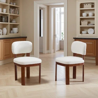 Modern Upholstered Dining Chairs Set Of 2, Farmhouse Wooden Armless Side Dinner Set For Kitchen Living Room | Wayfair North America