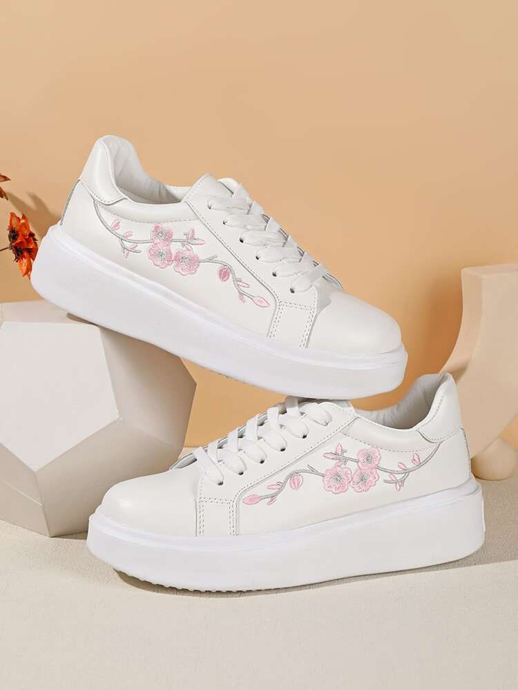 New
     
      Floral Embroidered Lace-up Front Skate Shoes | SHEIN