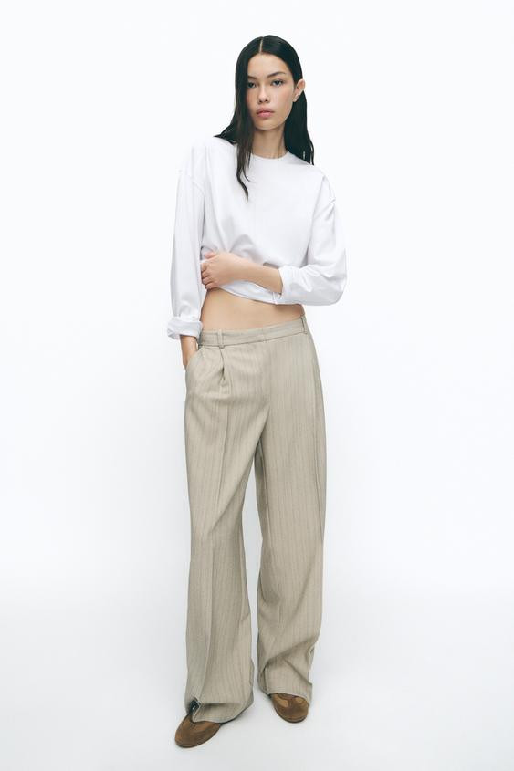 STRIPED HERRINGBONE PANTS | Zara US