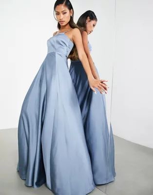 ASOS EDITION satin cami maxi dress with full skirt in dusky blue | ASOS | ASOS (Global)