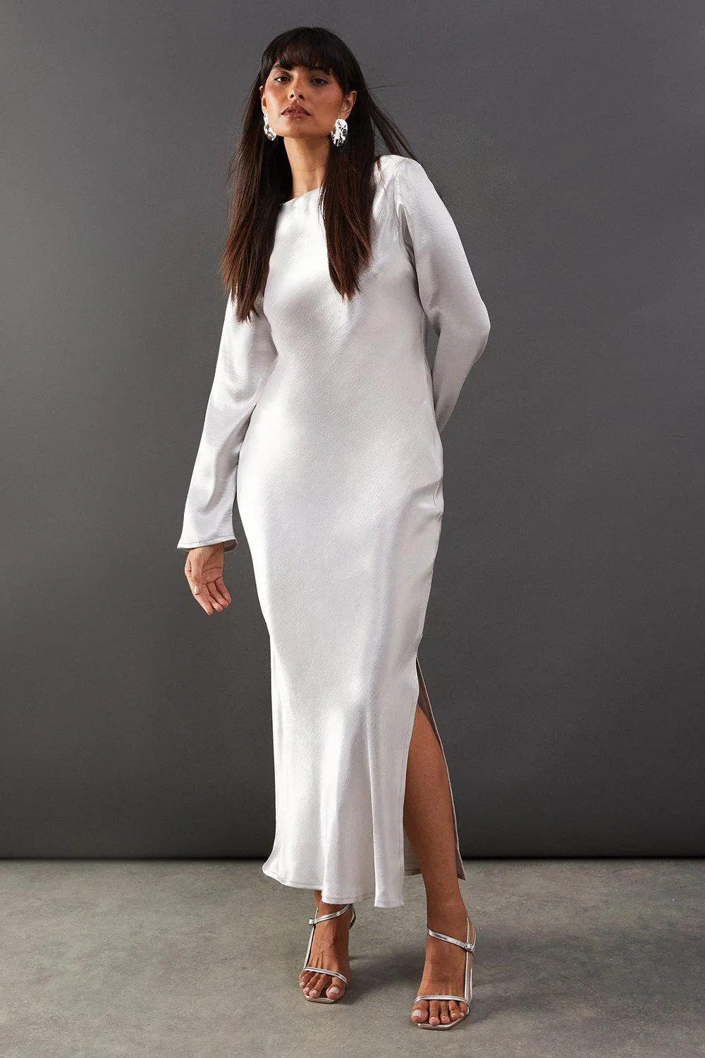 High Shine Metallic Satin Column Midi Dress | Debenhams UK