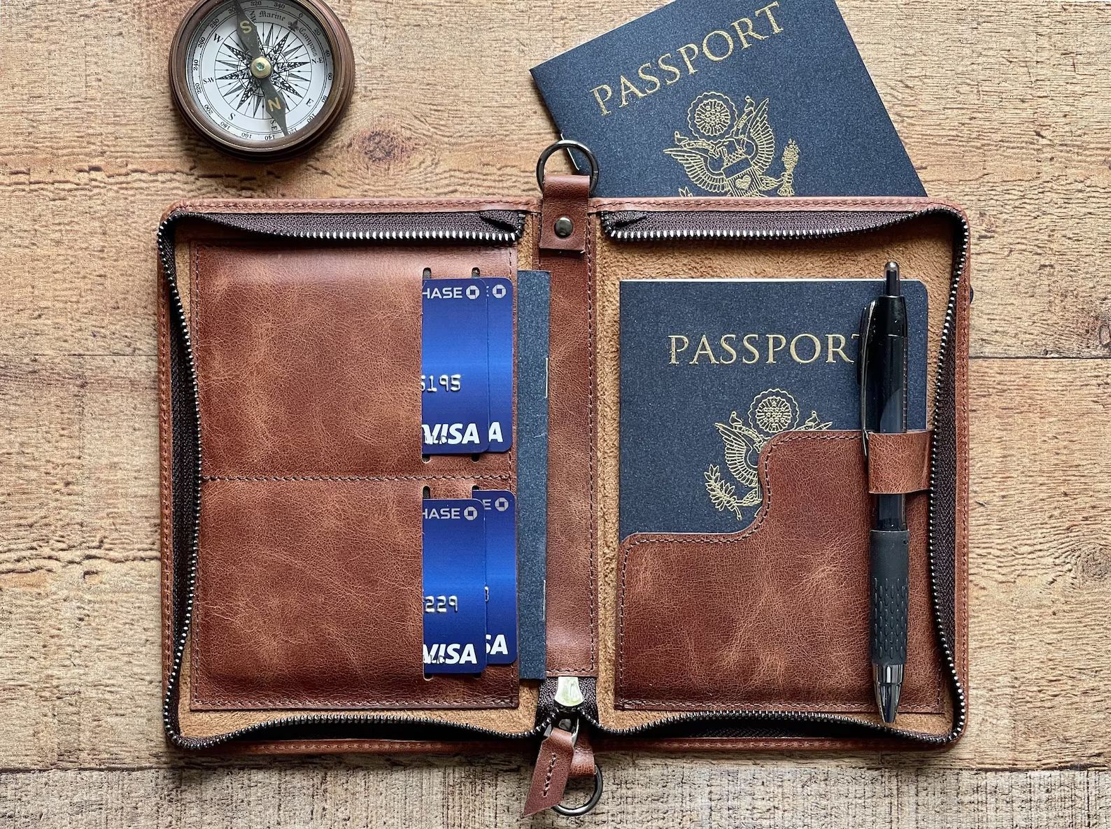 Custom Antic Leather Passport Cover Zipped Bi-fold Passport | Etsy | Etsy (US)