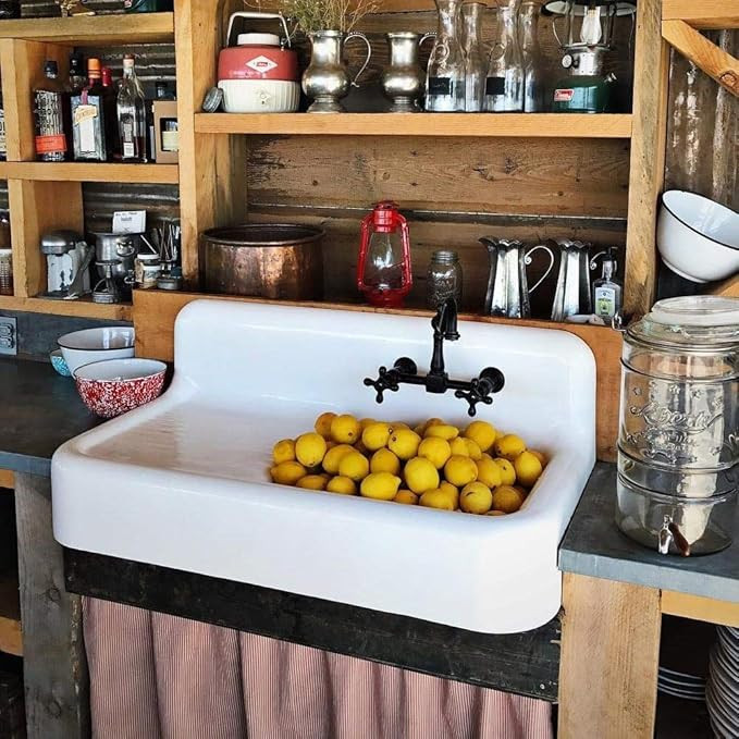 Vintage Tub & Bath Cora 42 Inch Cast Iron Farmhouse Drainboard Sink - 8 Inch Faucet Drillings - W... | Amazon (US)