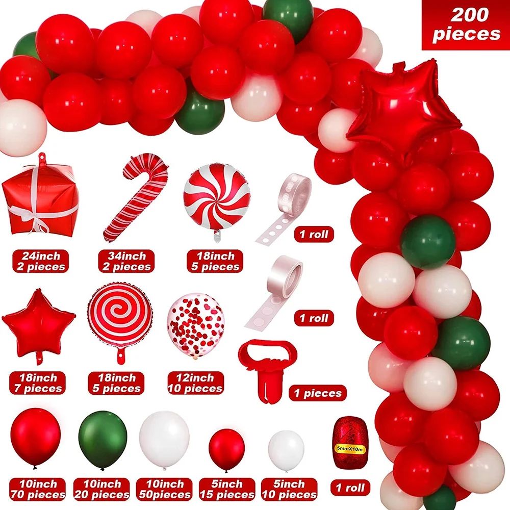 Christmas Balloon Garland Arch Kit 200 Pieces with Christmas Candy Balloons Gift Box Balloons Red... | Walmart (US)