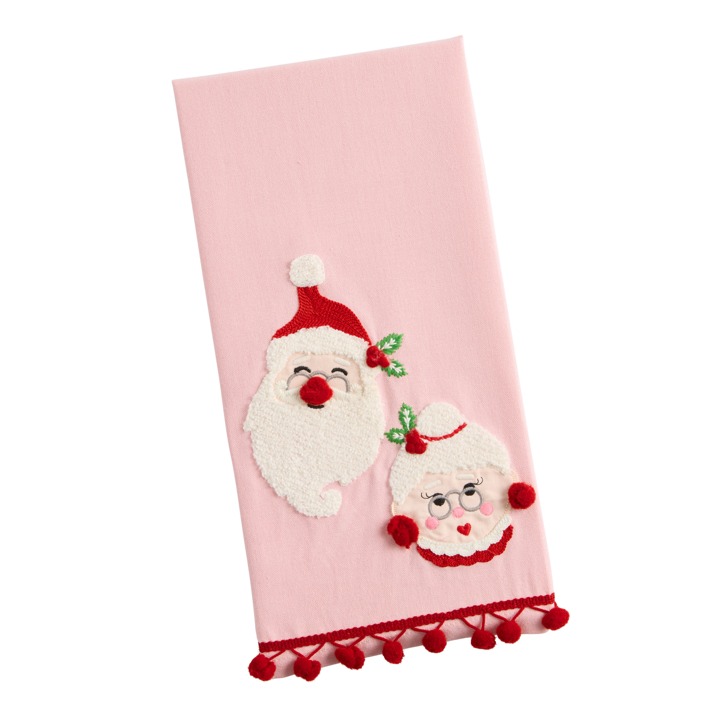 Pink Santa and Mrs. Claus Kitchen Towel | World Market