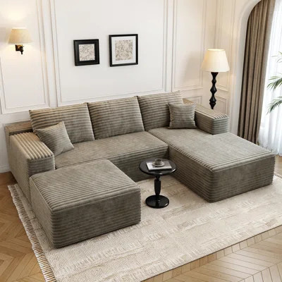 107.5"Cloud Modular Sectional Sofa with 1 Ottoman,Modern Minimalist Upholstered Couches, Comfort U Shaped Sofa for Living Room,Deep Seat Corner Couch, | Wayfair North America