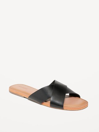 Faux-Leather Cross-Strap Sandals for Women | Old Navy (US)