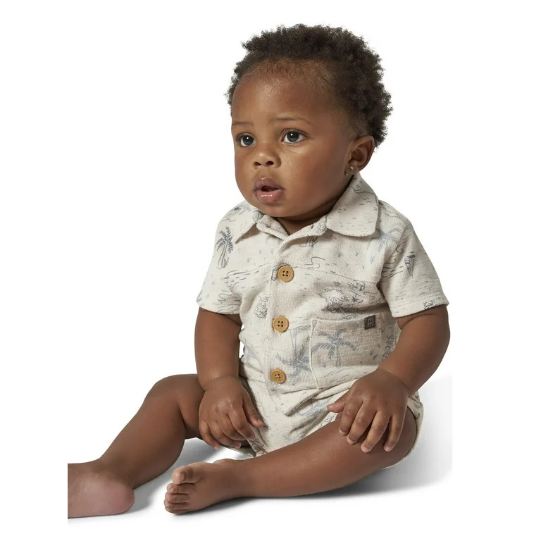 Modern Moments By Gerber Baby Boy Collar Shirt and Short Outfit Set, 2-Piece, 0/3 Months - 24 Mon... | Walmart (US)