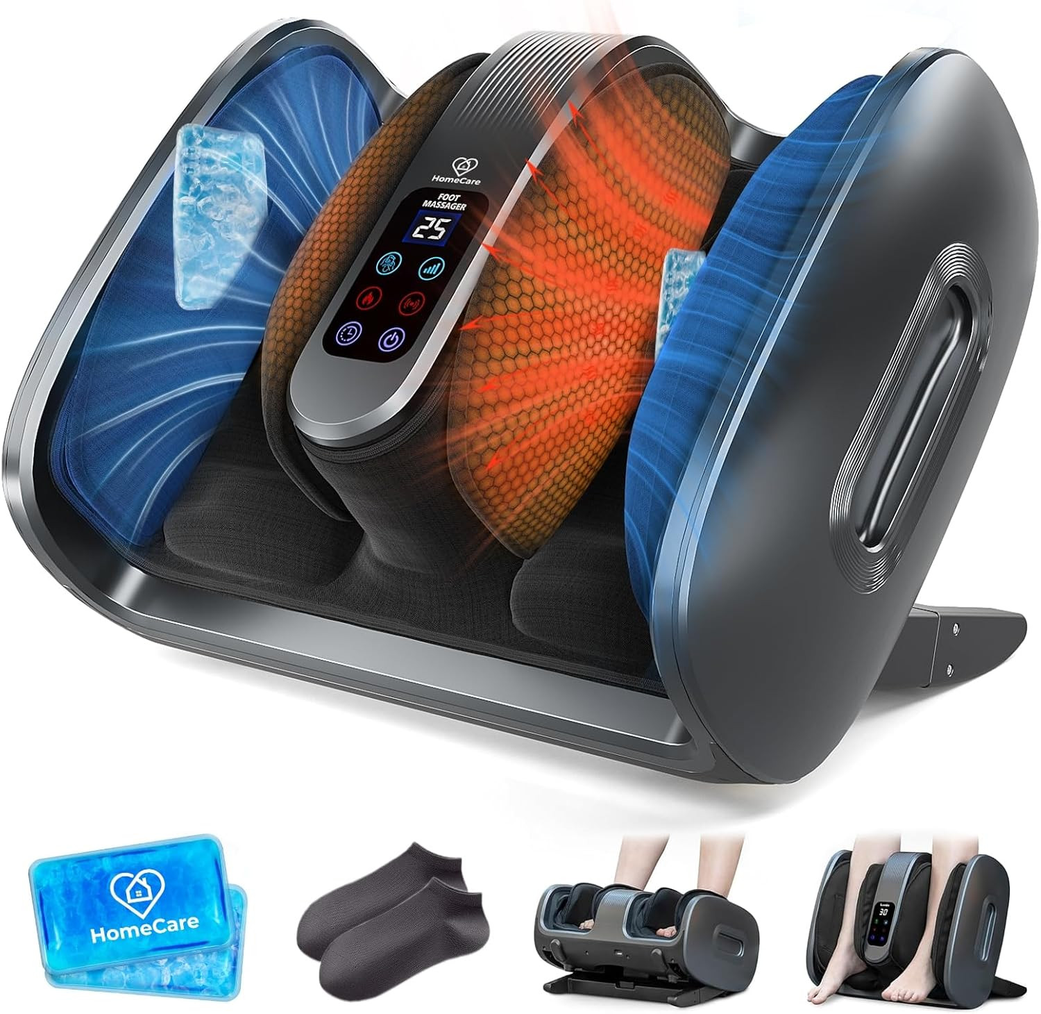 Shiatsu Foot Massager with Heat & Ice Therapy - Gray, Deep Kneading for Plantar Fasciitis & Neuro... | Amazon (US)