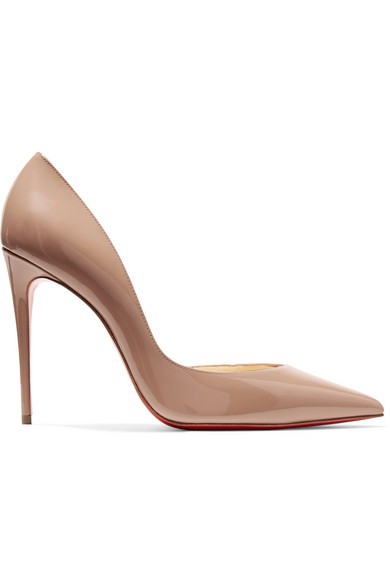 Christian Louboutin - Iriza 100 Patent-leather Pumps - Neutral | NET-A-PORTER (US)