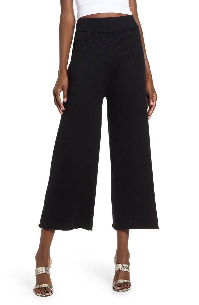 Ribbed Knit Crop Wide Leg Pants | Nordstrom