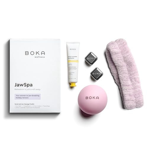 Boka JawSpa Facial Tension Kit w/Face Ball, 2 Cryo Cubes, Headband, Travel Bag, & Lemon Lavender Travel Size Nano-Hydroxyapatite (n-Ha) Toothpaste | Amazon (US)