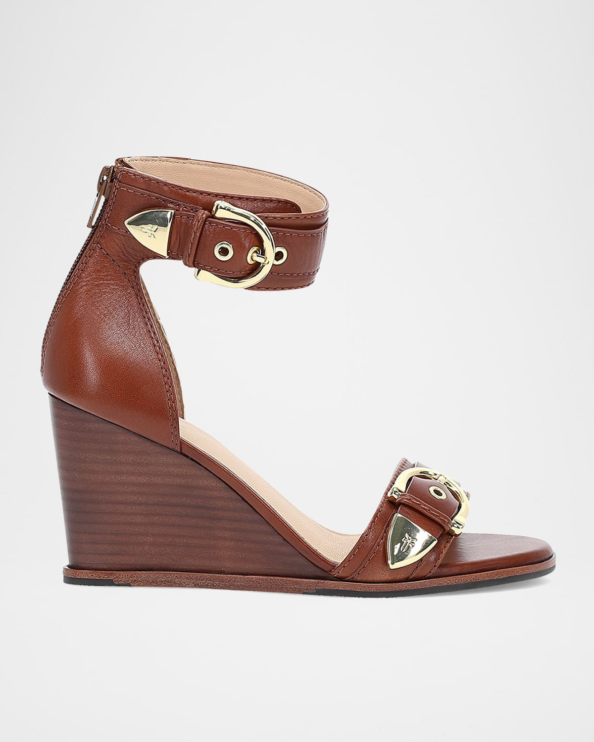 Rachel Leather Buckle-Cuff Wedge Sandals | Neiman Marcus