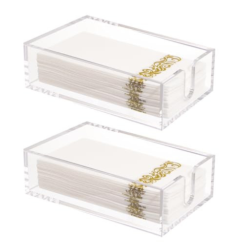 Rubtlamp 2 Pack Clear Napkin Holder, Flat Napkin Holder,9x5.5x2.5inch Acrylic Guest Towel napkin holder,Clear Bathroom Paper Hand Towels Storage Tray For Kitchen Dinning | Amazon (US)