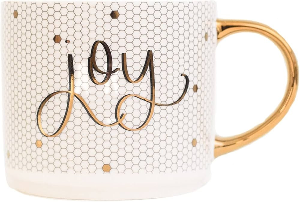Sweet Water Decor Joy Tile Coffee Mug | Christmas Coffee Mugs | 17oz Gold Handle Coffee Cup | Mic... | Amazon (US)