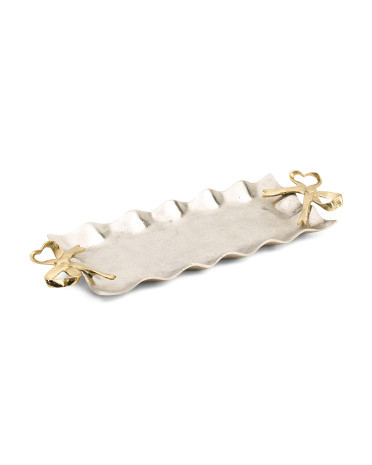 20.5x7.5 Rectangular Tray With Bow Handles | Marshalls