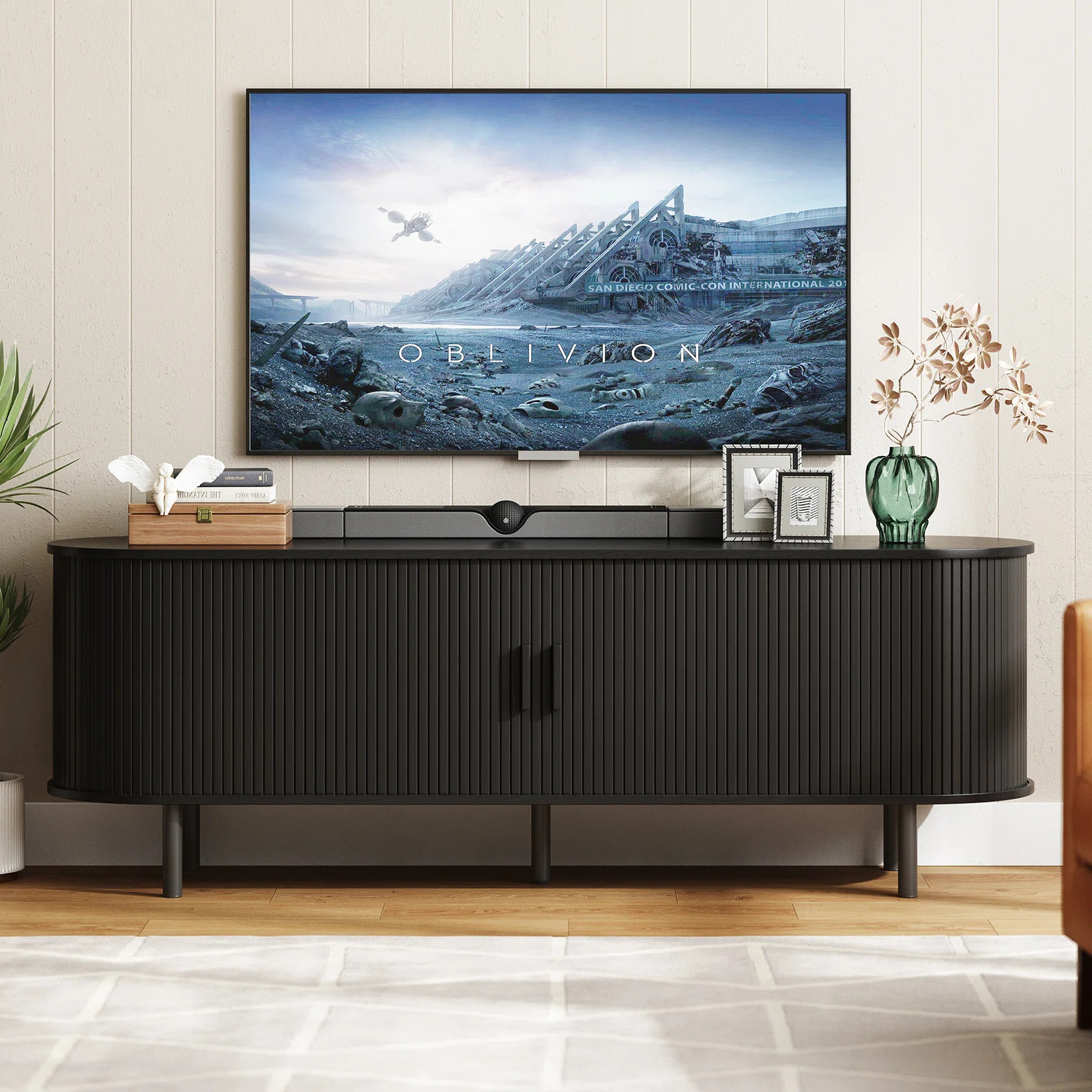 Ebern Designs Jalonda Modern Wood TV Stand with Storage and Shelves to Fit up to 80" TVs & Review... | Wayfair North America