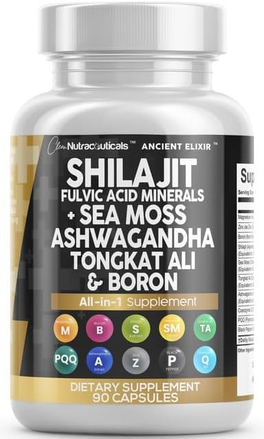 Clean Nutraceuticals Shilajit Supplement for Men with Sea Moss, Tongkat Ali, Ashwagandha, Boron, ... | Amazon (US)