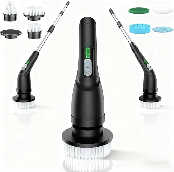 Shower Scrubber with Long Handle - Bathroom Power Electric Spin Scrubber for Cleaning Bathtub wit... | Amazon (US)
