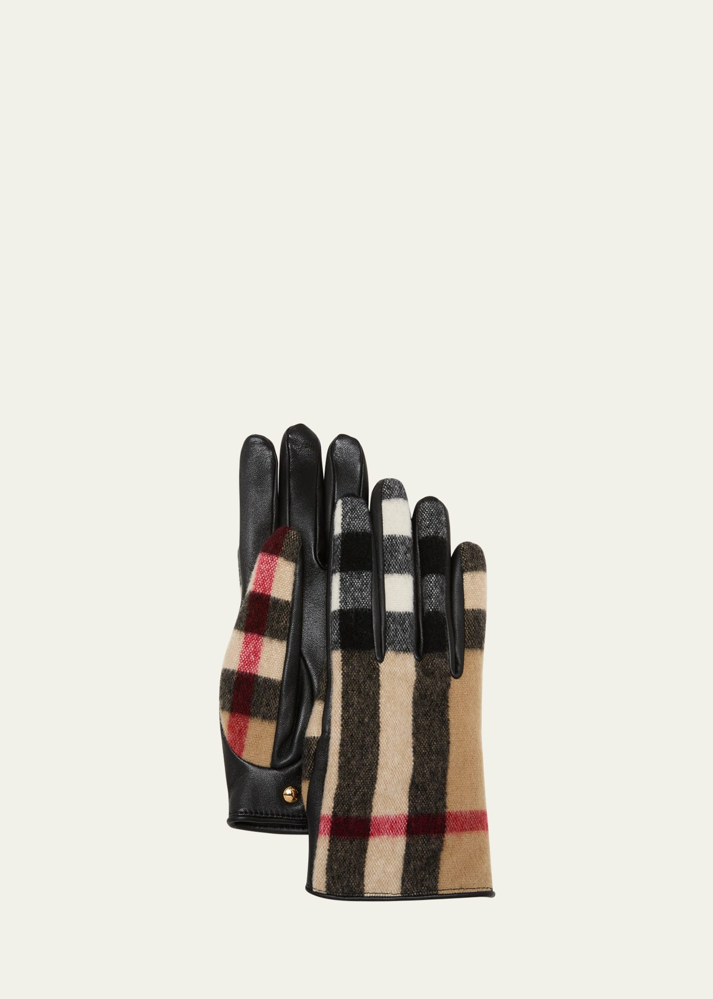 Burberry Victoria Check Wool & Leather Gloves | Bergdorf Goodman