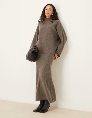 ASOS DESIGN knitted maxi skirt co-ord in mushroom | ASOS (Global)