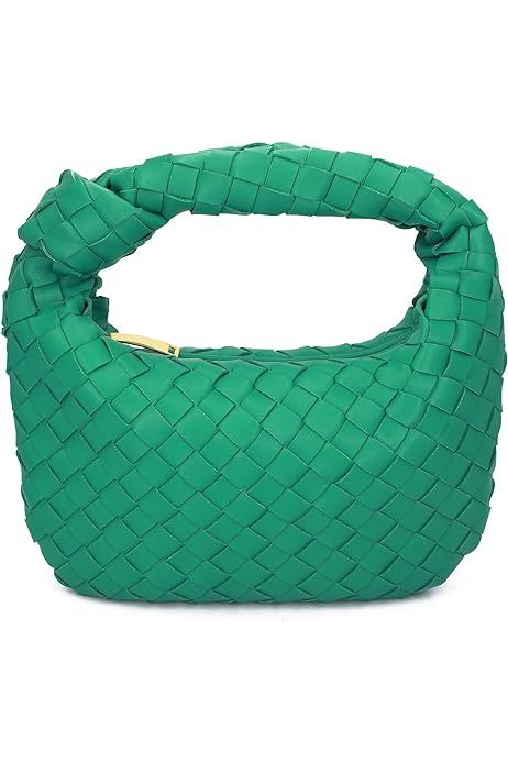 Women Soft PU Leather Woven Handbag Summer Handmade Hobo Shoulder Bag Woven Clutch Bag Knotted Casua | Amazon (US)