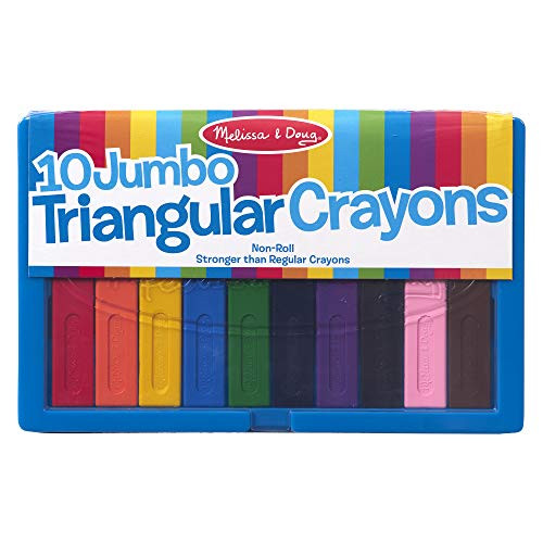 Melissa & Doug Jumbo Triangular Crayons - 10-Pack, Non-Roll, Flip-Top Case | Amazon (US)