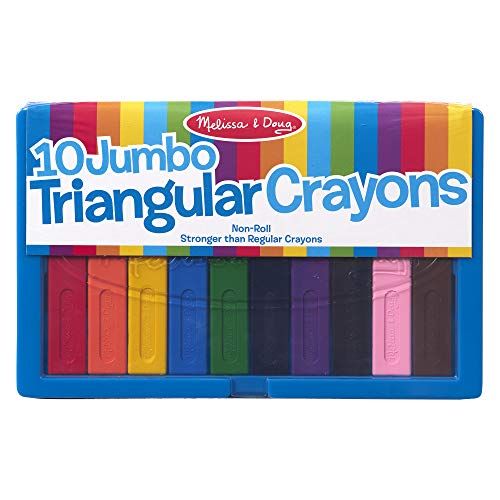 Melissa & Doug Jumbo Triangular Crayons - 10-Pack, Non-Roll, Flip-Top Case | Amazon (US)