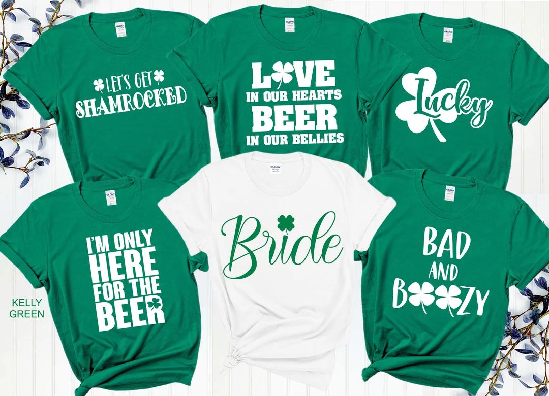 St Patricks Day Bachelorette Party Shirts, St Patrick Bride Shirt, Bad and Boozy Shirt, St Paddy'... | Etsy (US)