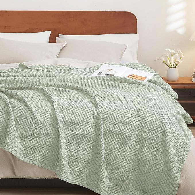 PHF 100% Cotton Waffle Weave Blanket King Size for Bed,Snag Proof Lightweight Breathable Throw fo... | Amazon (US)