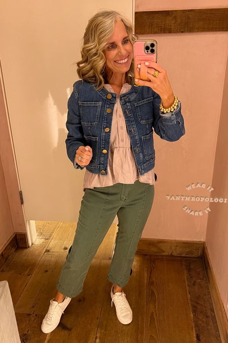 This is the cutest Lady Jacket style Jean jacket (wearing small) 
XS top
28 pants TTS 

#LTKover40 #LTKstyletip #LTKSpringSale

#LTKOver40 #LTKStyleTip #LTKSaleAlert