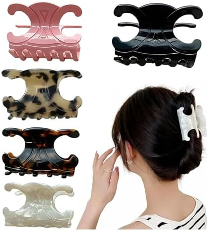 5 PCS Premium Durable Acetate Butterfly Hair Clips, Medium Size Hair Claw Clips with Secure Hold,... | Amazon (US)