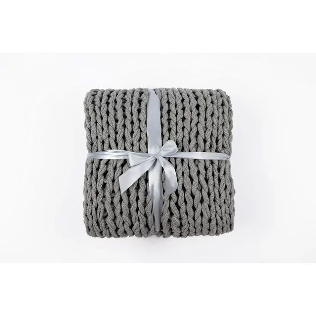 Silver One Super Chunky Knitted Throw Blanket, Gray, 50" x 60" | Walmart (US)