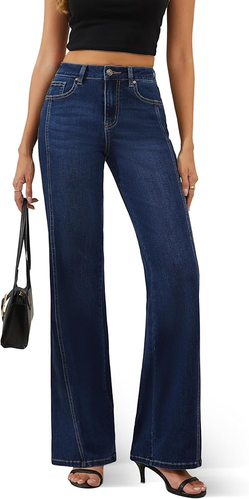 FLYING BANANA Women's Wide Leg Jeans High Waisted Strechy Jeans | Amazon (US)