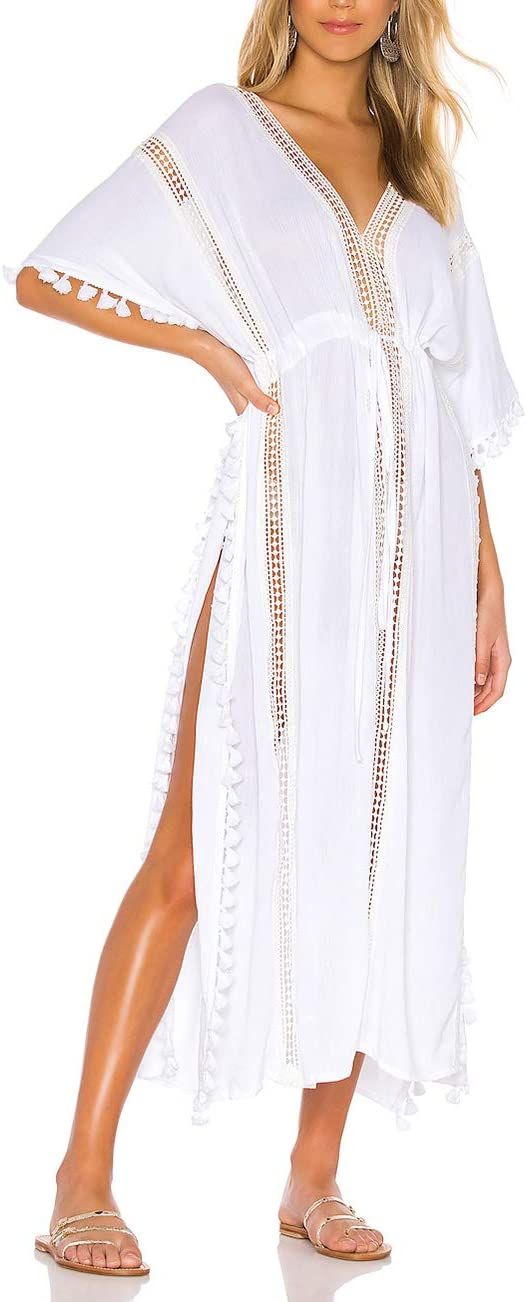 Bsubseach Women Beachwear Turkish Kaftans Long Swimsuit Cover up Caftan Beach Dress | Amazon (US)