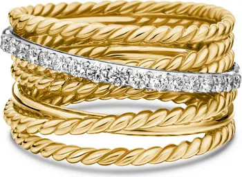 DY Crossover Ring with Diamonds in Gold | Nordstrom