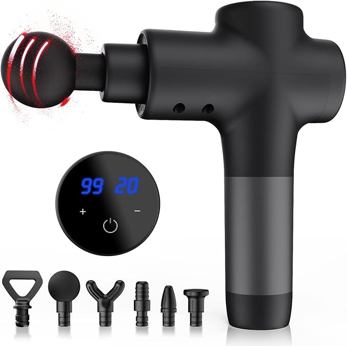 Massage Gun Deep Tissue,20 Speeds & 6 Interchangeable Heads Percussion Massager for Athletes Pain... | Amazon (US)