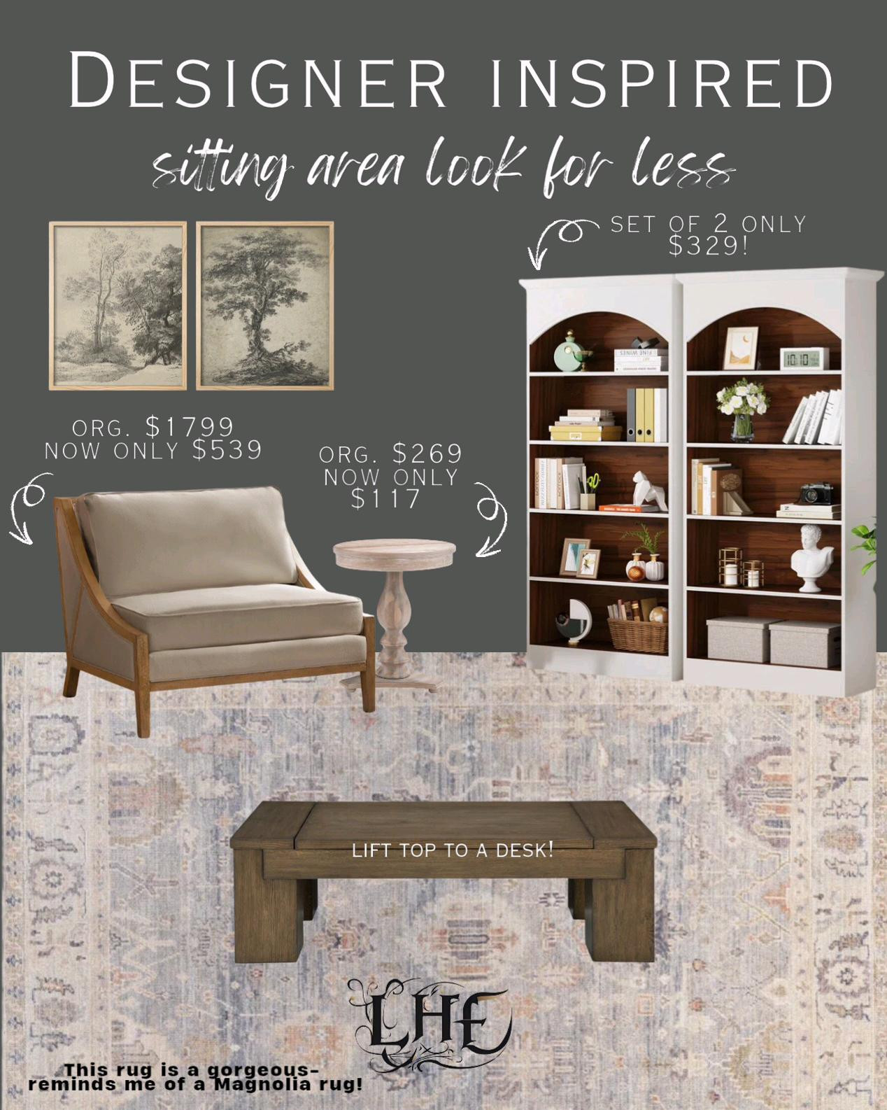 Designer inspired looks for less yes please! Shop these deals by clicking the thumbnails below 👇... sitting area, sitting room, living room sitting area, cozy sitting area, reading nook, designer inspired, designer looks for less, sitting chair, coffee table, affordable furniture, affordable living room, affordable reading nook, bookshelf, bookcase, wall art, artwork, accent table, furniture sale, vintage rug, neutral rug, arched bookcase, sitting chair, accent chair, modern farmhouse living room, farmhouse living room, farmhouse sitting area

#LTKHome #LTKWatchNow #LTKSaleAlert