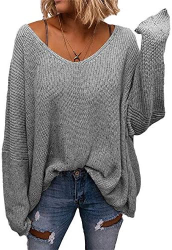 BZB Women's V Neck Long Sleeve Knit Loose Oversized Pullover Sweater Top | Amazon (US)