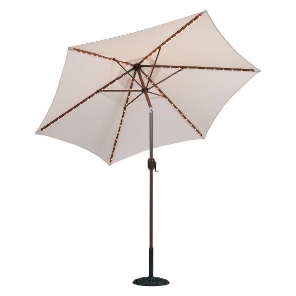 9' Round Lighted Patio Umbrella Cream - Tropishade | Target